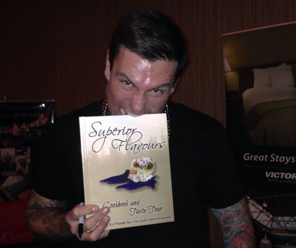 Chef Chuck Hughes taking a bite out of local cookbook Superior Flavours