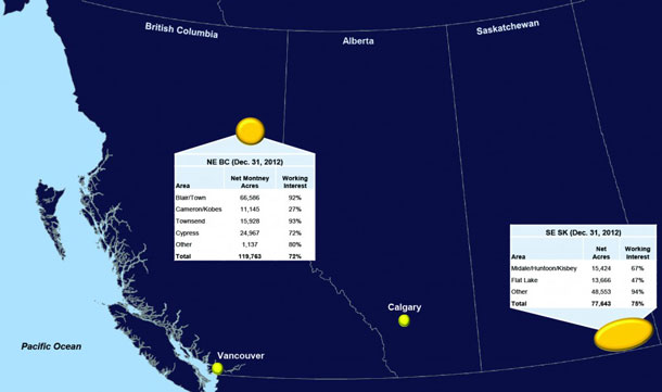 TSX:PPY Map of Painted Pony Resources operations