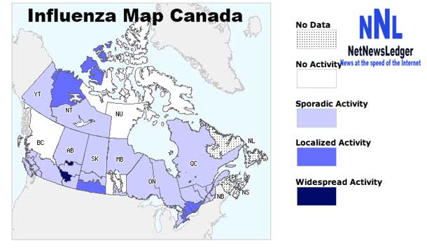 Influenza activity in Canada continued to increase sharply in weeks 51 and 52 with increases in laboratory detections of influenza, ILI consultations, hospitalizations with influenza and prescriptions for influenza antivirals.