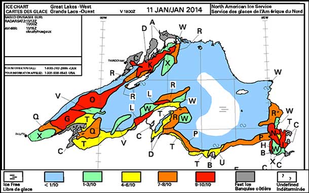 Latest Lake Superior Ice Coverage Report from Government of Canada.