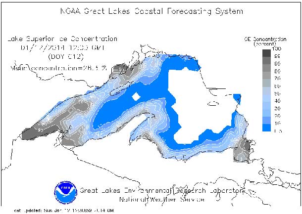 Lake Superior Ice depth map