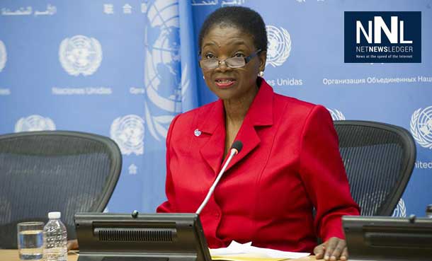 Under-Secretary-General for Humanitarian Affairs and Emergency Relief Coordinator Valerie Amos briefs the press. UN Photo/Evan Schneider