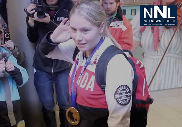 Haley Irwin arrives back in Thunder Bay with the Gold Medal in Women's Hockey from Sochi Russia