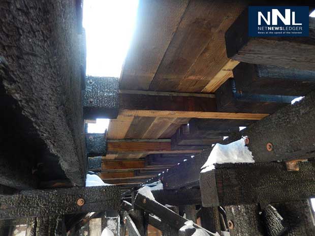 A view from the underside of the James Street Bridge - February 2014.