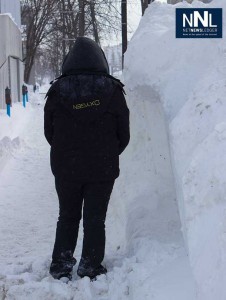 Some of the snowbanks have already collapsed. This bank had a small collapse just after the City Snow Clearing Crew removed the snow.