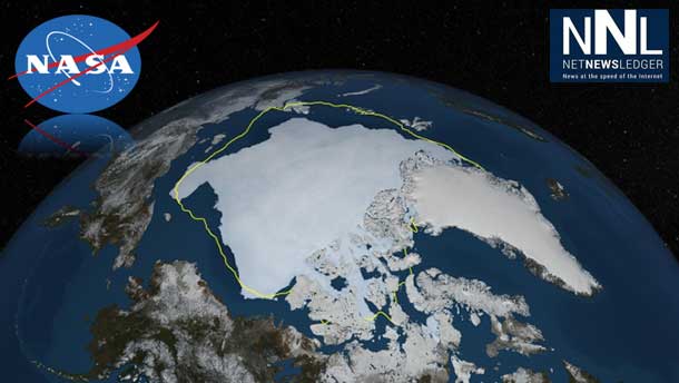 NASA image of the north showing the ice coverage