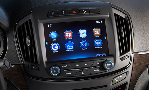 Buick AppShop is accessible through Buick IntelliLink on most 2015 MY Buick vehicles, and provides drivers with customizable information apps like NPR.