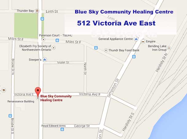 Map to the Blue Sky Traditional Healing Centre