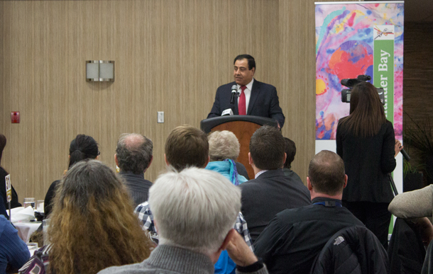 A full house at the Victoria Inn listened to a passionate and heartfelt talk by Dr. Izzeldin Abuelaish.