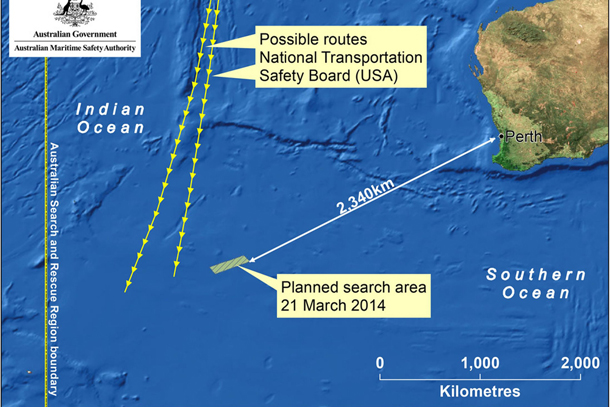 Australian Government Handout of Search Area Map for March 21 Search area