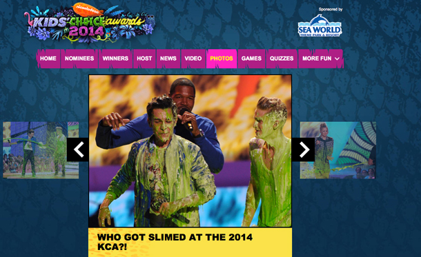 Screen Capture of Mark Walburg getting slimed at awards show