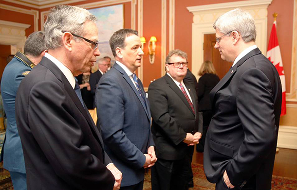 Minister Rickford with Prime Minister Harper at Rideau Hall as new Minister of Natural Resources