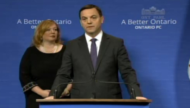 Speaking in Queen's Park at a Press Conference Tim Hudak says this is "Kathleen Wynne's scandal".