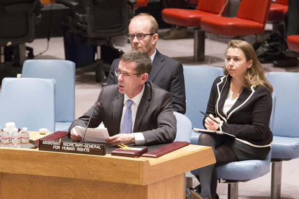 Assistant Secretary-General for Human Rights Ivan Šimonović briefs the Security Council on the situation in Ukraine. UN Photo/Evan Schneider