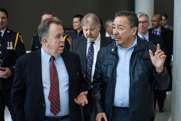 Minister Gravelle with Ontario Regional Chief Beardy - Photo © Jamie Bananish.