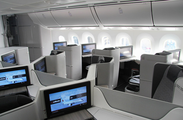 Air Canada's new International Business Class cabin on the 787 Dreamliner