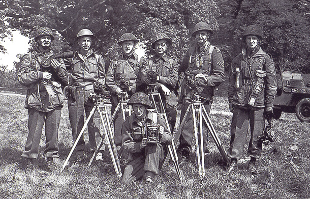 Army cameramen assigned to capture the first wave of the D-Day invasion. (Library and Archives Canada PA#206120)