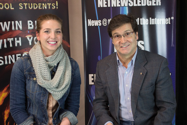 Elissa Field talks with Frank Pullia about her business plan and ideas for the 2014 Enter the Den - High School Business Plan competition.