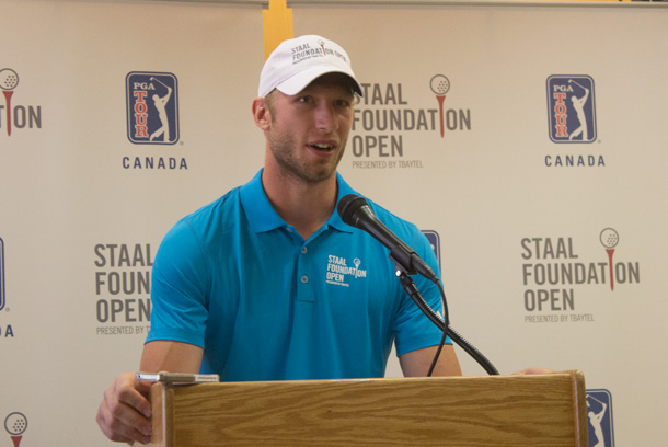 Jordan Staal at the media announcement at Thunder Bay City Hall