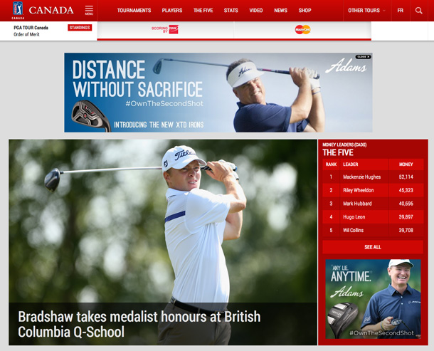 PGA TOUR Canada has a fresh new website