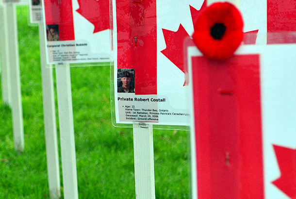 Marker honouring Private Robert Costall