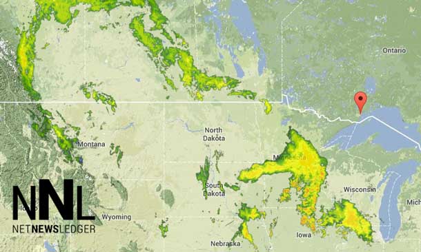 Weather Map showing storm systems that will impact Southern Alberta and Northwestern Ontario