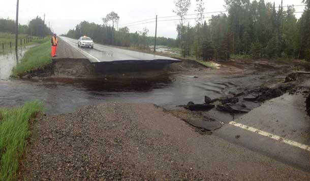 Road washout near Emo Ontario