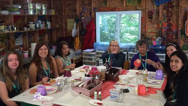 Gathered at the table at Camp Quality