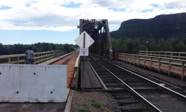 The bridge is safe for trains but not cars or people according to CN