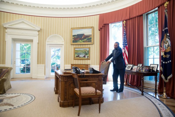 President Obama on the telephone in the Oval Office - White House Image