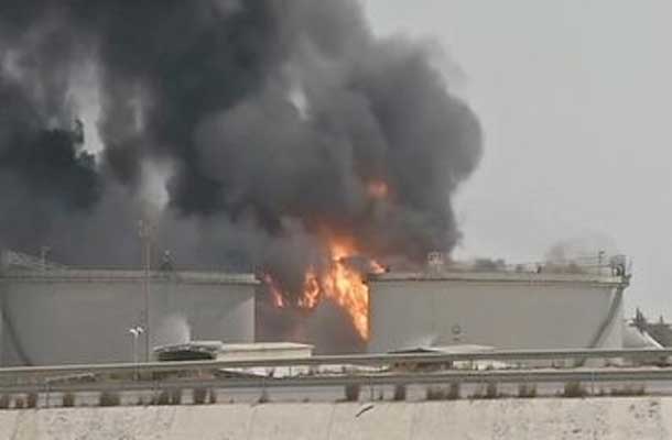 Millions of litres of fuel burning in Tripoli as Libya continues to decend into fighting