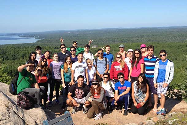 English Language Students from Confederation College and Senior Volunteers from the Thunder Bay 55 Plus Centre Pose During a Trip to Sleeping Giant Provincial Park