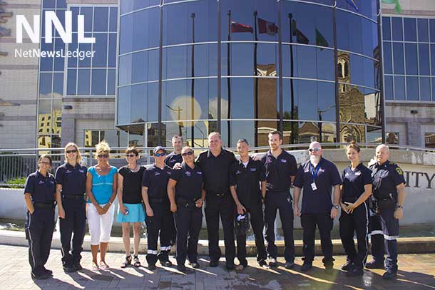 Thunder Bay Paramedics and EMS Managers supporting Ice Bucket Challenge