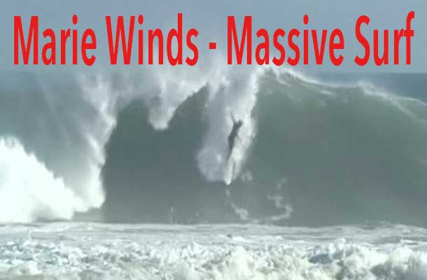 Hurricane Marie is not a huge storm but the surf is massive.