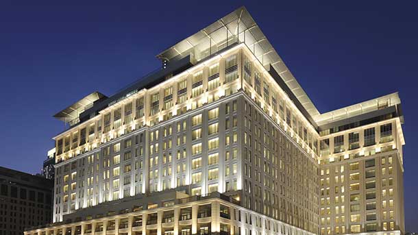 A stately limestone full five star luxury hotel - The Ritz Carleton in Dubai