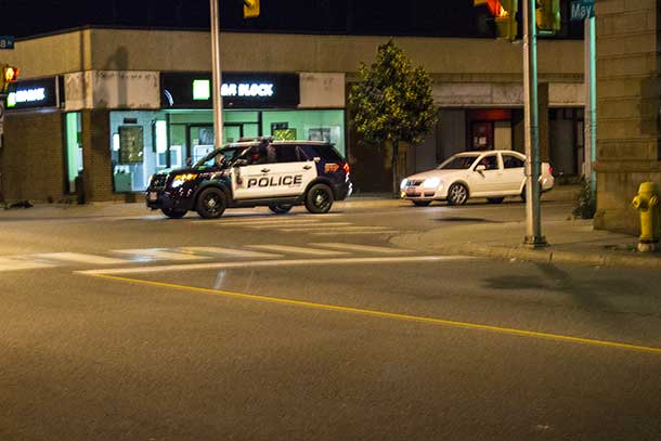 One of the Thunder Bay Police units on Victoria and May Street tonight