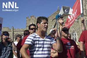 Unifor National President Jerry Dias Addressing Rally at Thunder Bay City Hall