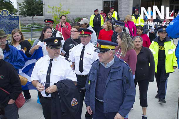 The command officers from several of the Police Services walked with Full Moon Memory Walkers.