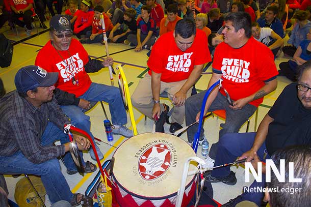 NAN Drum at Pope John Paul II School in Thunder Bay