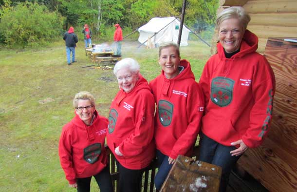 Newly appointed as honorary Canadian Rangers, Ontario Premier Kathleen Wynne, Ontario Lieutenant-Governor designate Elizatheth Dowdeswell, the Countess of Wessex, and Ruth-Ann Onley, wife of Ontario's Lieutenant Governor, proudly wear their Ranger hoodies