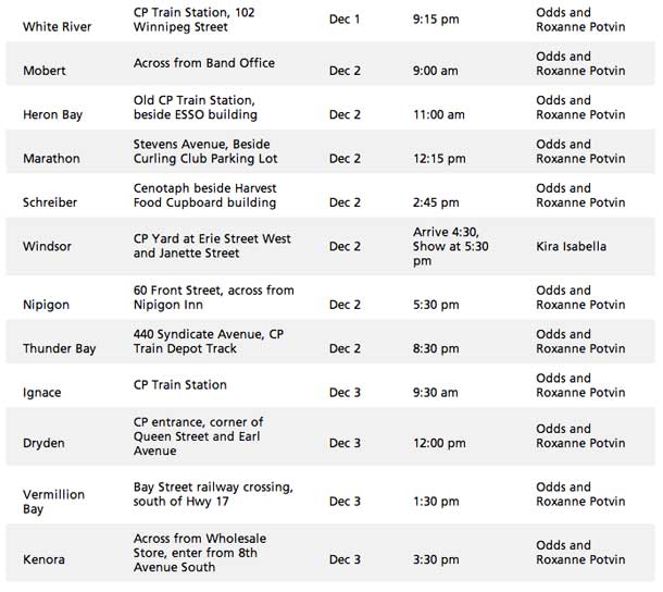 Canadian Pacific Holiday Train Schedule