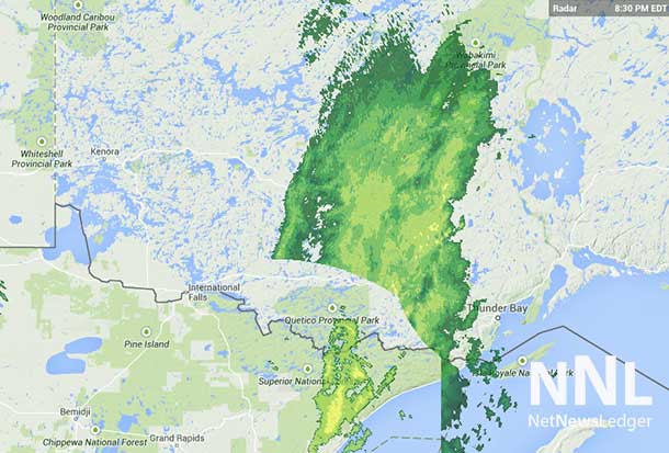 Major conditions are expected east of Thunder Bay