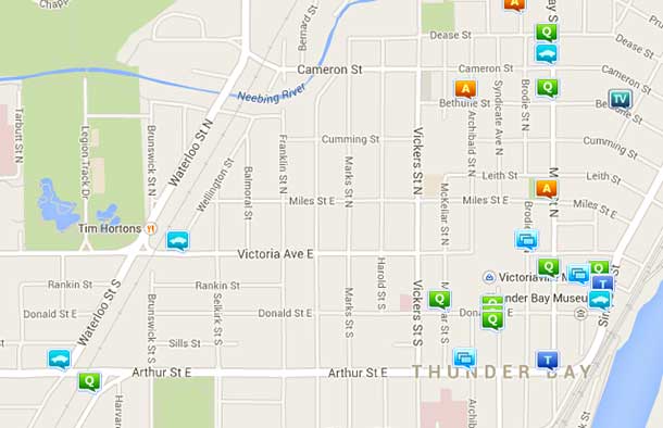 Crime Map for Thunder Bay South - October 9 2014