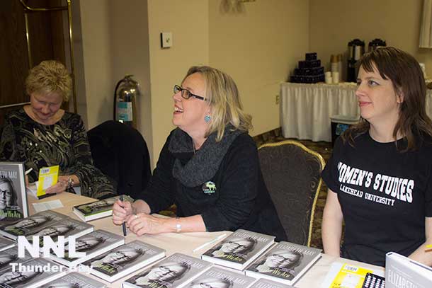 Elizabeth May, Leader of the Green Party of Canada at book signing at the Prince Arthur Hotel in Thunder Bay Ontario