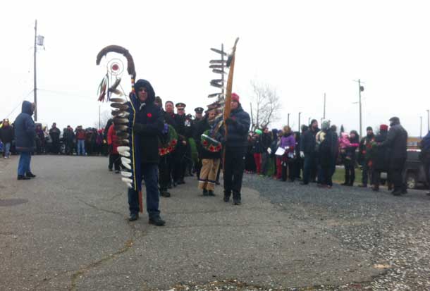 Hundreds of people gathered and made the journey up the hill to Mount McKay for the Fort William First Nation Remembrance Day Services