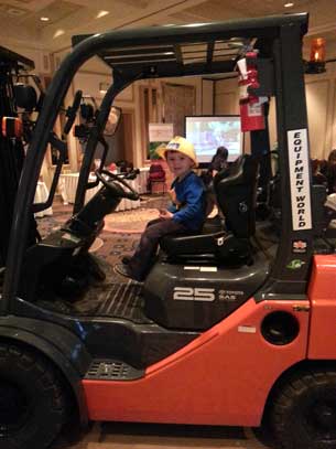 Ffamilies were invited, to spend the day looking at and sitting on smaller construction equipment (diggers), building wood projects donated by the Home Depot