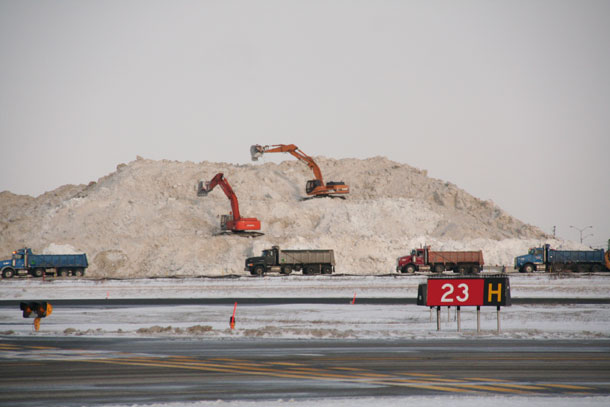 Mountains of snow at Toronto Pearson