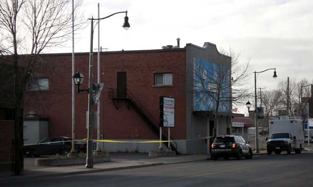 Thunder Bay Police on scene on Simpson Street on Sunday morning.