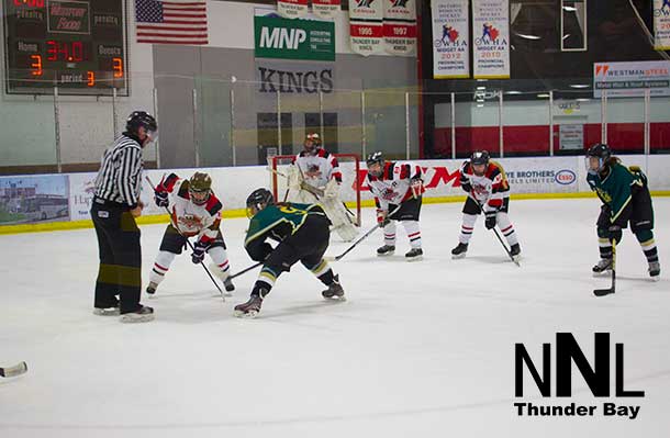 Midget A Queens in action on the ice at Fort William First Nation