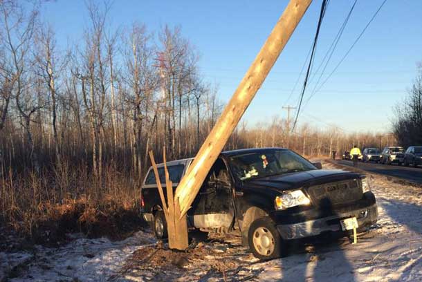 Power Pole knocked out again on the road to Fort William First Nation